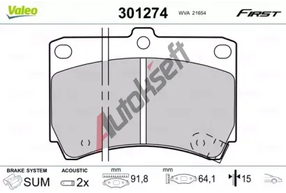 VALEO Sada brzdovch destiek FIRST VA 301274, 301274