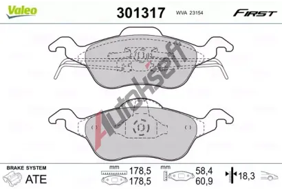 VALEO Sada brzdovch destiek FIRST VA 301317, 301317