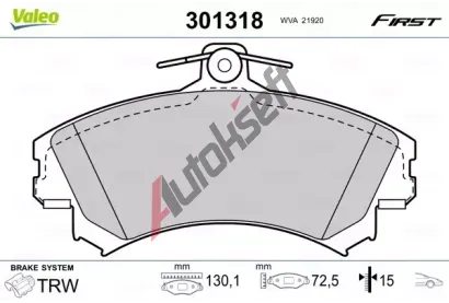 VALEO Sada brzdovch destiek FIRST VA 301318, 301318