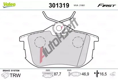 VALEO Sada brzdových destiček FIRST VA 301319, 301319 VALEO Sada brzdových destiček FIRST VA 301319, 301319