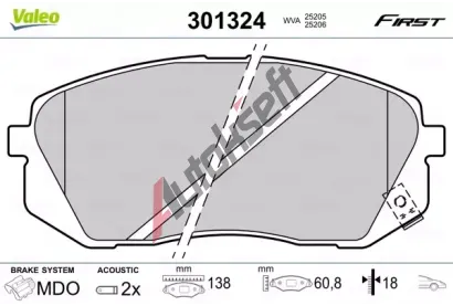 VALEO Sada brzdovch destiek FIRST VA 301324, 301324
