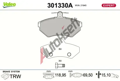 VALEO Sada brzdov�ch desti�ek EXPERT VA 301330A, 301330A