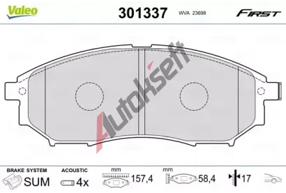VALEO Sada brzdovch destiek FIRST VA 301337, 301337