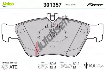 VALEO Sada brzdovch destiek FIRST VA 301357, 301357