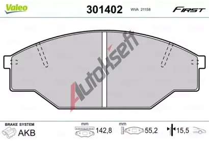 VALEO Sada brzdovch destiek FIRST VA 301402, 301402
