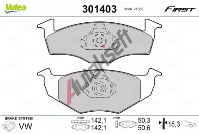 VALEO Sada brzdovch destiek FIRST VA 301403, 301403