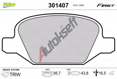 VALEO Sada brzdovch destiek FIRST VA 301407, 301407