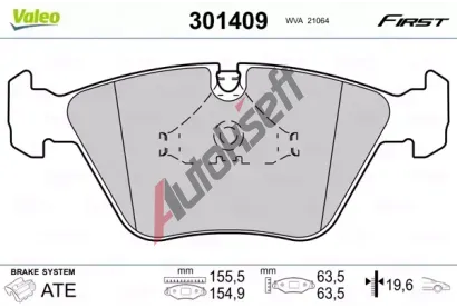 VALEO Sada brzdovch destiek FIRST VA 301409, 301409