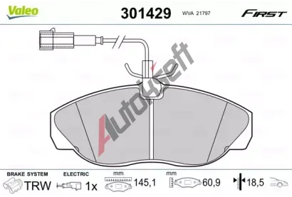 VALEO Sada brzdovch destiek FIRST VA 301429, 301429