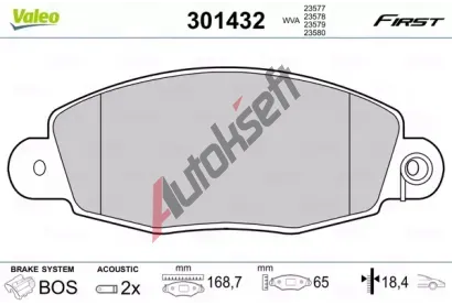 VALEO Sada brzdovch destiek FIRST VA 301432, 301432