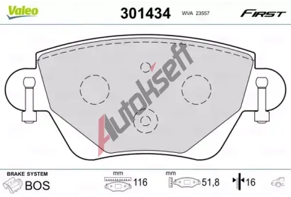 VALEO Sada brzdovch destiek FIRST VA 301434, 301434