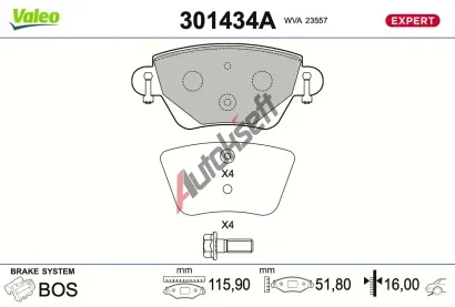 VALEO Sada brzdov�ch desti�ek EXPERT VA 301434A, 301434A