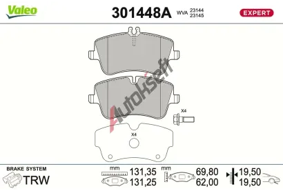 VALEO Sada brzdov�ch desti�ek EXPERT VA 301448A, 301448A