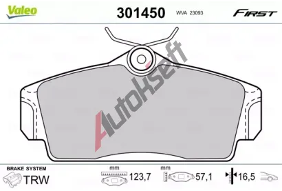 VALEO Sada brzdových destiček FIRST VA 301450, 301450 VALEO Sada brzdových destiček FIRST VA 301450, 301450