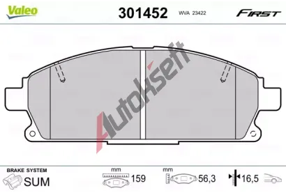 VALEO Sada brzdovch destiek FIRST VA 301452, 301452