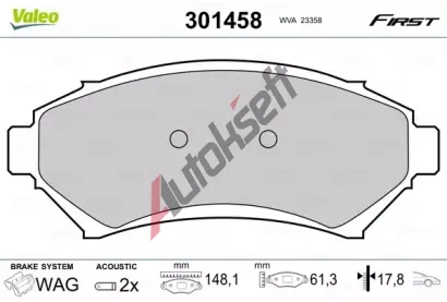 VALEO Sada brzdovch destiek FIRST VA 301458, 301458