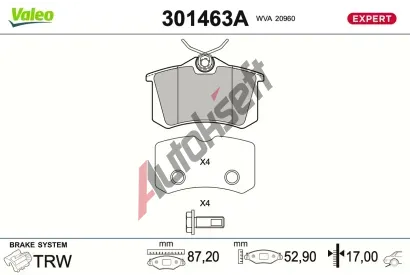 VALEO Sada brzdov�ch desti�ek EXPERT VA 301463A, 301463A