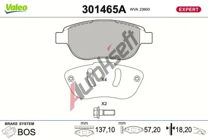 VALEO Sada brzdov�ch desti�ek EXPERT VA 301465A, 301465A