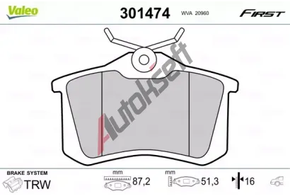 VALEO Sada brzdovch destiek FIRST VA 301474, 301474