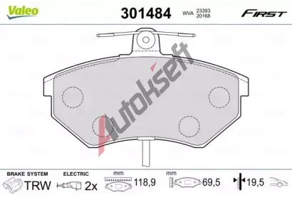 VALEO Sada brzdovch destiek FIRST VA 301484, 301484