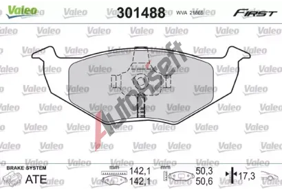 VALEO Sada brzdových destiček FIRST VA 301488, 301488  VALEO Sada brzdových destiček FIRST VA 301488, 301488