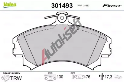 VALEO Sada brzdových destiček FIRST VA 301493, 301493 VALEO Sada brzdových destiček FIRST VA 301493, 301493