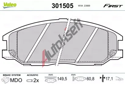 VALEO Sada brzdovch destiek FIRST VA 301505, 301505