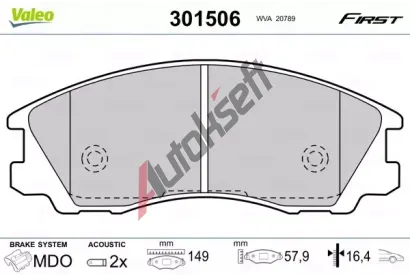 VALEO Sada brzdovch destiek FIRST VA 301506, 301506
