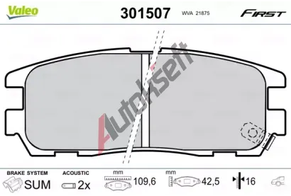 VALEO Sada brzdovch destiek FIRST VA 301507, 301507