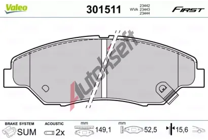 VALEO Sada brzdovch destiek FIRST VA 301511, 301511
