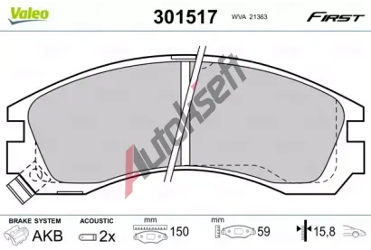 VALEO Sada brzdovch destiek FIRST VA 301517, 301517