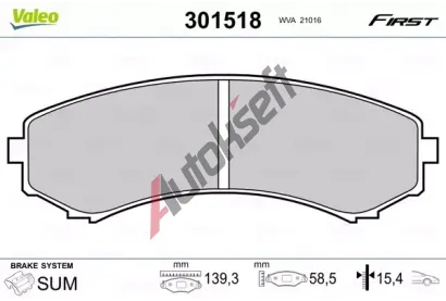 VALEO Sada brzdovch destiek FIRST VA 301518, 301518