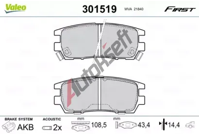 VALEO Sada brzdovch destiek FIRST VA 301519, 301519