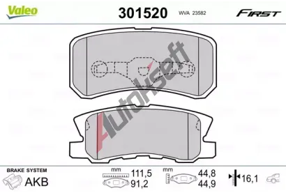 VALEO Sada brzdovch destiek FIRST VA 301520, 301520