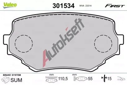 VALEO Sada brzdovch destiek FIRST VA 301534, 301534