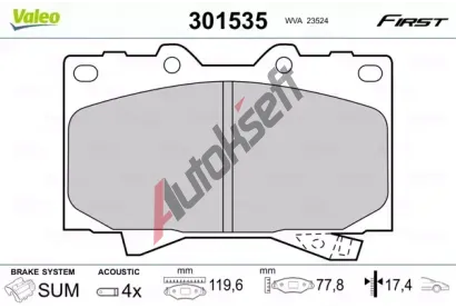 VALEO Sada brzdovch destiek FIRST VA 301535, 301535