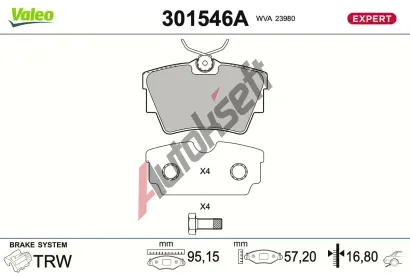 VALEO Sada brzdov�ch desti�ek EXPERT VA 301546A, 301546A