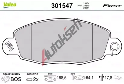 VALEO Sada brzdovch destiek FIRST VA 301547, 301547