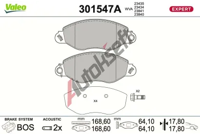 VALEO Sada brzdov�ch desti�ek EXPERT VA 301547A, 301547A