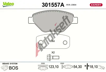 VALEO Sada brzdov�ch desti�ek EXPERT VA 301557A, 301557A