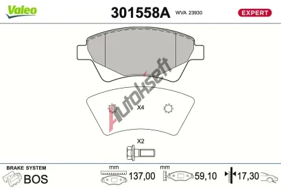 VALEO Sada brzdov�ch desti�ek EXPERT VA 301558A, 301558A