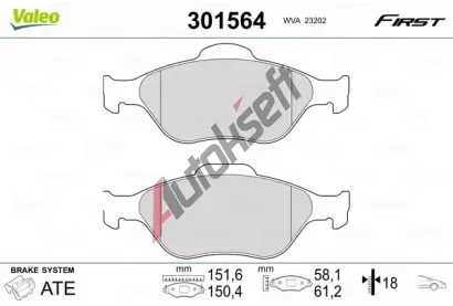 VALEO Sada brzdovch destiek FIRST VA 301564, 301564