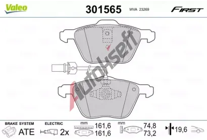 VALEO Sada brzdových destiček FIRST VA 301565, 301565  VALEO Sada brzdových destiček FIRST VA 301565, 301565