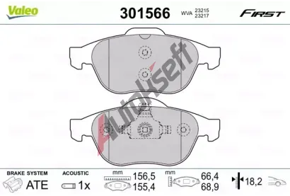 VALEO Sada brzdovch destiek FIRST VA 301566, 301566