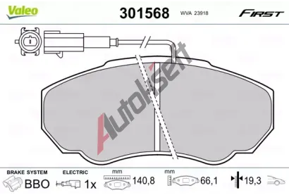 VALEO Sada brzdovch destiek FIRST VA 301568, 301568