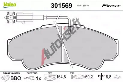 VALEO Sada brzdovch destiek FIRST VA 301569, 301569