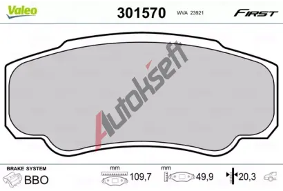 VALEO Sada brzdovch destiek FIRST VA 301570, 301570