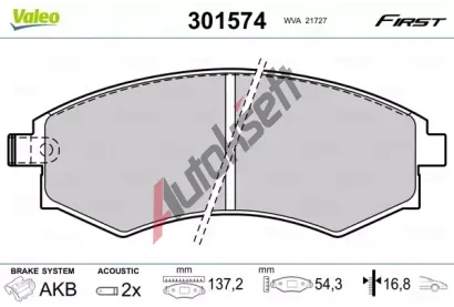 VALEO Sada brzdovch destiek FIRST VA 301574, 301574