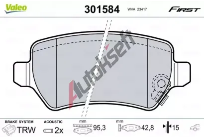 VALEO Sada brzdovch destiek FIRST VA 301584, 301584