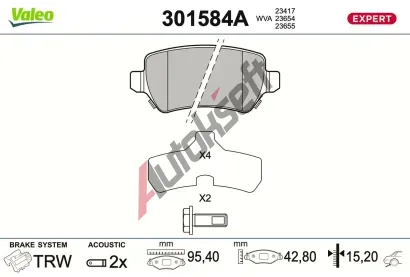 VALEO Sada brzdov�ch desti�ek EXPERT VA 301584A, 301584A